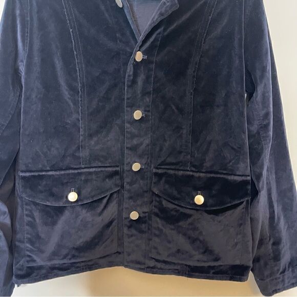 Re/Done VELVET CHORE JACKET in Navy Blue - Picture 9 of 11